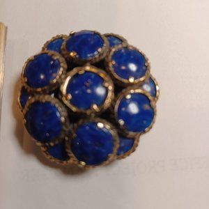 Trifari Vintage Blue Lapis brooch plus hook  stamped  Trifari (c) 1970's